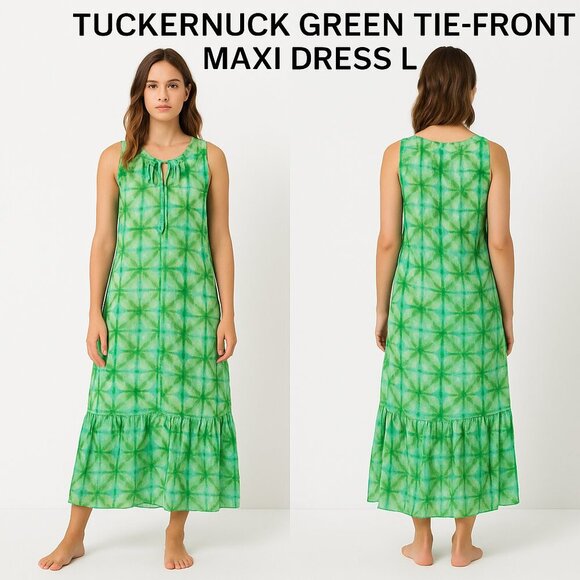Tuckernuck Green Tie-Front Maxi Dress L - Picture 1 of 9